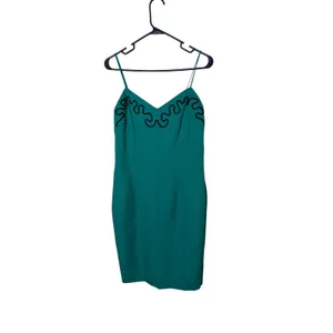 Vintage CW Dress 2 Piece Set Teal Green Soutache Trim‎ Bolero Blazer Dress 10 thumbnail 3