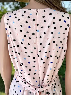 Elle Pink Polka Dot Midi Dress Size 10 Sleeveless Tie Waist Fit Flare thumbnail 4