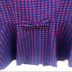 Modcloth Womens small Navy & Maroon Grid Print Bow Back dressy Casual blazer thumbnail 6
