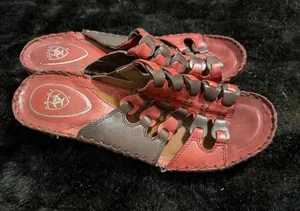 ARIAT Red Leather Sandals Size 9 strappy huaraches shoes thumbnail 1
