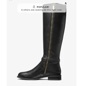 Michael Michael Kors Mindy Flat Leather Boot Black Womens 8 M thumbnail 4