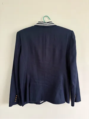 Lauren Ralph Lauren Linen Navy White Stripe Blazer Jacket Size 14 Petite thumbnail 7