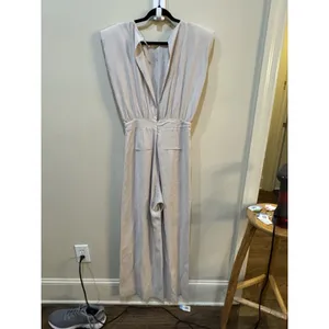 Nonchalant‎ Label Josie Jumpsuit In Oat Size Small Square Shoulder Pleated thumbnail 4