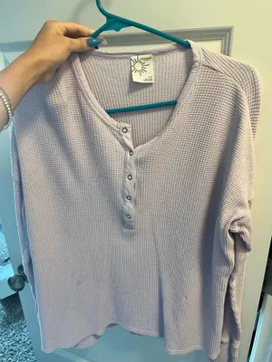 Purple waffle knit long sleeve Aerie top thumbnail 1