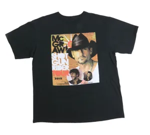 Hanes Tim McGraw Shotgun Rider 2015 Concert T-Shirt Black Crewneck Graphic Tee Large thumbnail 1
