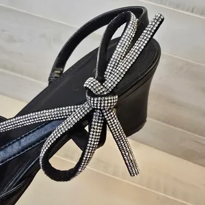 {11} Coutgo Rhinestone Slingback Chunky Heel Pointes Toe Black thumbnail 11