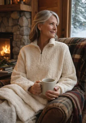 L.L.Bean Cream Bouclé Quarter Zip Pullover – XL Petite Cozy Comfy Quiet Luxury thumbnail 1
