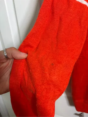 Women’s Madewell Red Crewneck Sweater with Stripe Detail size xs 100% linen thumbnail 6