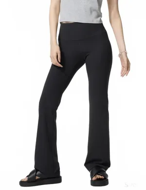 Uniqlo AIRism Soft Ribbed Flare Leggings Black XS thumbnail 1