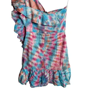 Alla Berman Leila Tie Dye Swiss Dot One Shoulder Dress Ruffles Womans M NWT thumbnail 4