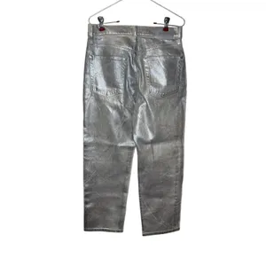 Lucky Brand Women's Jeans 90s Loose High‎ Rise Metallic Crop Shiny Silver 4/27 thumbnail 7