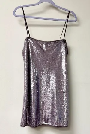 Free People Time To Shine Sequins Mini Slip Dress Lavender Women's Size S / P thumbnail 2