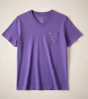 Ariat Rebar Work American Flag Purple V-Neck Tee Women's Large thumbnail 1