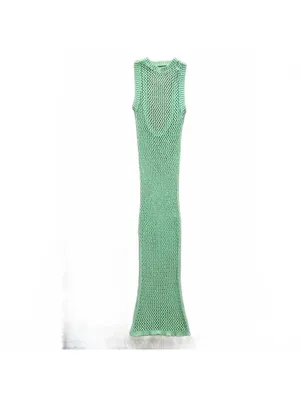 Beach Riot Holly Maxi Dress Cover Up Crochet Open Knit Sleeveless Patina Green M thumbnail 4