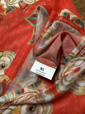 Bohemian Cowgirl Orange Nutcracker print mesh top size XL thumbnail 7
