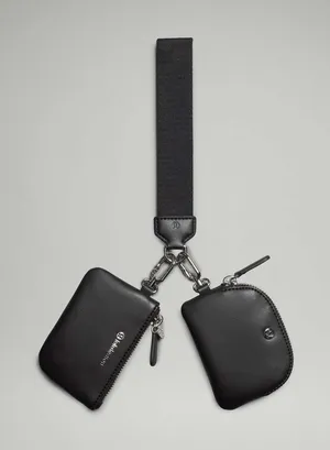 Lululemon Dual Pouch Wristlet Black Leather thumbnail 1