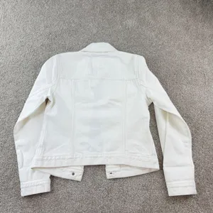 Abercrombie & Fitch White‎ Denim Jacket women XS Fitted Stretch Trucker Jean New thumbnail 10