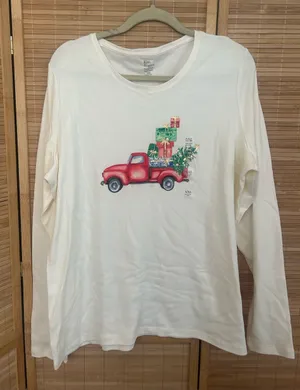 Kim Rogers Women's Christmas Truck Long Sleeve T-Shirt soft tee woman’s XXL new thumbnail 1