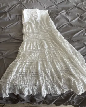 Free People White Crochet Lace Tiered Maxi Skirt thumbnail 1