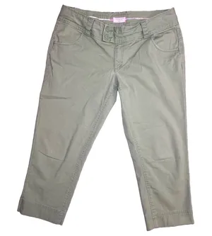 American Eagle Womens 12 Kiwi Green Stretch‎ Capri Pants Cropped Y2K thumbnail 1