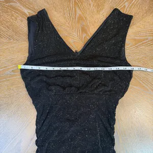 Alice + Olivia Slinky Ruched Shimmer‎ Dress Sparkle Black Gold Size Small thumbnail 8