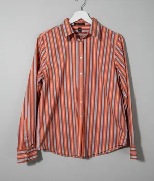 Lauren Ralph Lauren Womens Cotton Button-Up Shirt · Classic Fit · Orange thumbnail 1