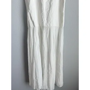 Zara ZW Collection Drop Waist MIDI Dress Oyster White Square Neck Minimalist XL thumbnail 5
