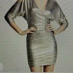 Alice + Olivia Shiny Silver Wrap Dress thumbnail 3
