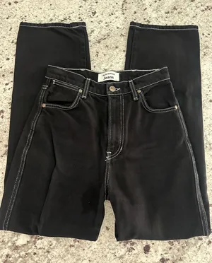 Reformation Cowboy High Rise Straight Black Jeans 24 thumbnail 1