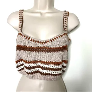 Zara Knit Crochet Crop Top Brown Tan Size S thumbnail 3
