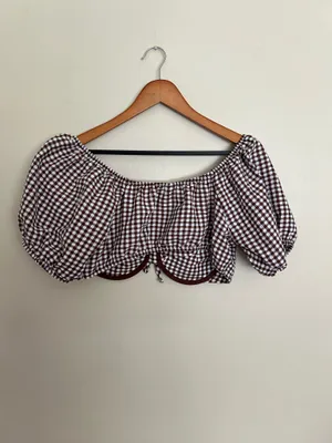 Wild Fable Gingham crop top (L) thumbnail 5