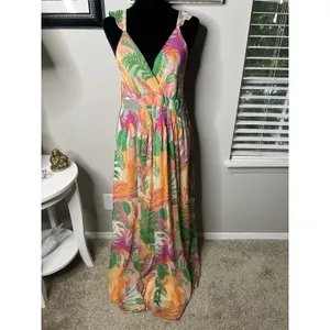 SKIES ARE BLUE Women's L Tropical Floral Maxi Dress Lined thumbnail 5