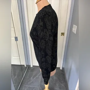 LRL Lauren Ralph Lauren Black Wool Paisley‎ Pullover Sweater Preppy thumbnail 5