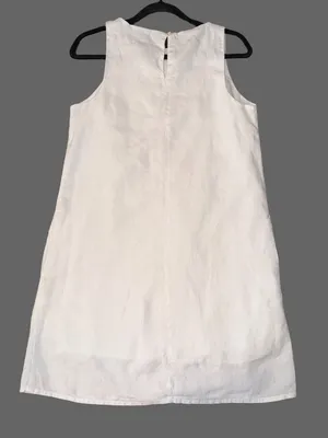 Quince 100% European Linen Tank Mini Dress White Cotton Sz S Lined Pockets Beach thumbnail 2