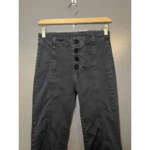 Free People Pants Womens 4 Gray Button Fly High Rise Straight Leg Stretch Chino thumbnail 3