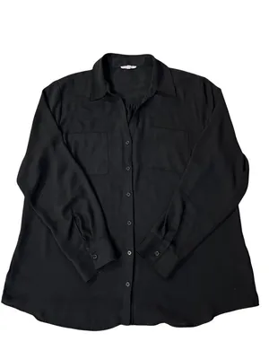 Maurices Women's XXL Black Button Front Blouse Roll Tab Sleeve Semi Sheer Used thumbnail 12