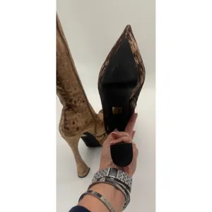 New! JEFFREY CAMPBELL‎ Shego Knee High Platform Boot Crushed Velvet Sz 9.5 $255 thumbnail 5