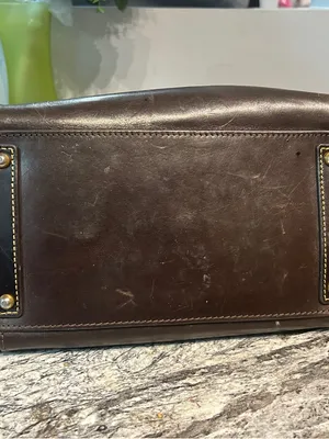 Dooney & Bourke Dark Brown Leather Tote with Gold Ring Hardware thumbnail 6