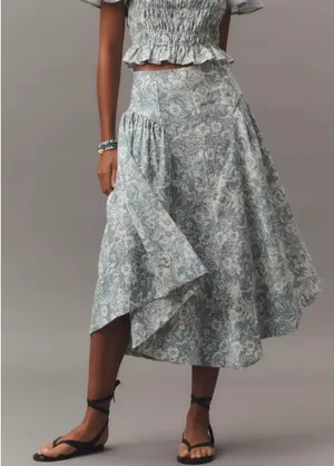 Anthropologie Skirt Floral thumbnail 1