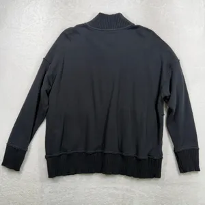 Aerie M Oh Snap Weekend Henley Mockneck Sweatshirt Oversized Relaxed Fit Black thumbnail 13