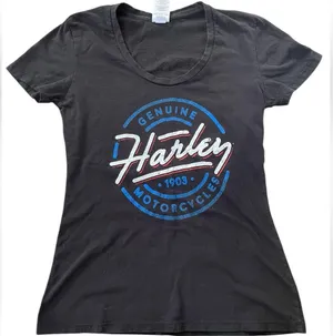 Harley Davidson Black Widow Florida Mermaid Graphic Moto Biker Grunge Tee Shirt thumbnail 2
