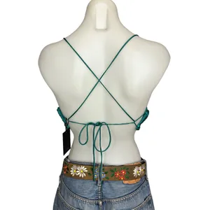 NBD Green Sequin Crop Top MEDIUM Backless Festival Bandeau Designer $128 NEW thumbnail 8