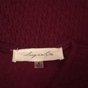 Urban Outfitters Sugarlips Dark Red Drop Waist Quilted Asymmetrical Dress Size Small thumbnail 4