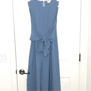 NWT L'atiste Womens Crepe‎ Sleeveless Tie Front Wide Leg Jumpsuit Blue Size M thumbnail 3