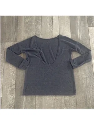 Lulu's Size Small Dark Grey Scoop Back Top thumbnail 7