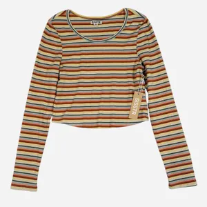 Sisstr Evolution Line Up Long Sleeve Knit Top Womens M Striped Cropped Shirt New thumbnail 1