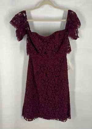 Jasmine Bridesmaids JB Burgundy Lace‎ Off Shoulder Dress NWT Size 6 thumbnail 1