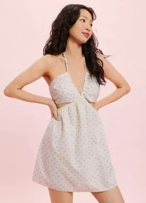 American Eagle Ruched Cut Out Halter Mini Dress thumbnail 1