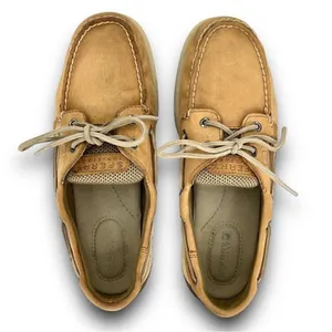 Sperry Top-Sider Intrepid 2 Eye Leather Mesh Linen Tan Beige Loafer Boat Shoes 7 thumbnail 6