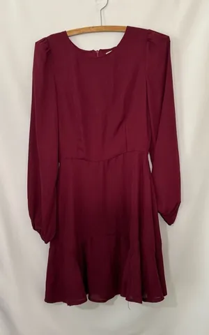 Altar'd State Long Sleeve Dress Size XS Burgundy Flowy Mini thumbnail 1